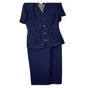 Dark Navy Blue Embellished suit/dress size 16